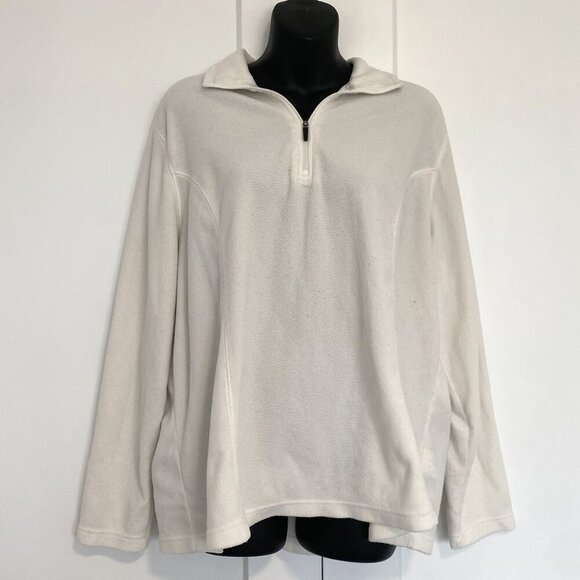 Lands End White cream Quarter Zip Fleece Pullover Plus Size 1X - Picture 1 of 7